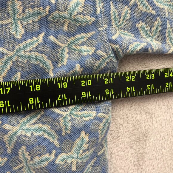 Bugle Boy Men's Polo Shirt Medium Blue Leaf Print Classic Retro Casual - Picture 5 of 8